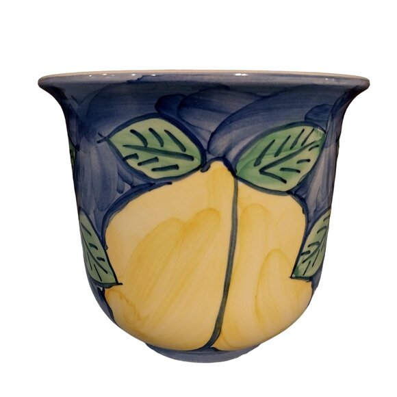 Vintage Secla Portugal Ceramic Pottery Bowl Planter Flower Pot Fruit Motif - Picture 2 of 7